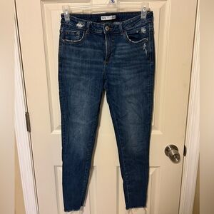 Zara Women's Dark Blue Distressed Skinny Jeans
